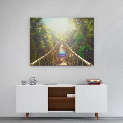 Artaza Canvas Schilderij Jungle - 80x60 cm - Wanddecoratie Bali - Muurdecoratie Palmboom - Schilderijen Op Canvas Natuur