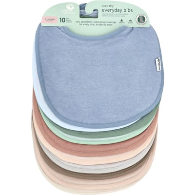 Green Sprouts - Stay-dry Everyday Bibs | Badstof Slabben (10 stuks) - Blueberry (3-12 maanden)