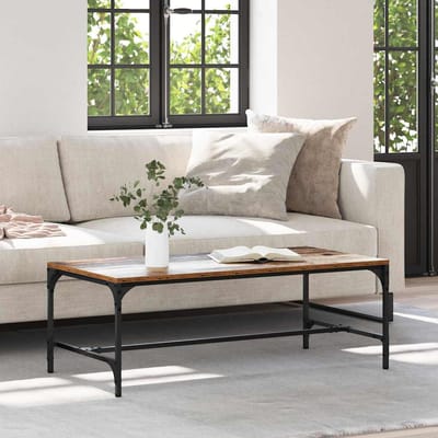 vidaXL - Salontafel - Oud - Hout - 100 - x - 50 - x - 35 - cm - Bewerkt - hout