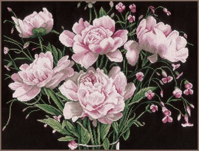 Lanarte Borduurpakket - Borduurset - Borduurpakket volwassenen - Telpakket kit - 46 x 37cm - Roze rozen - PN-0021224