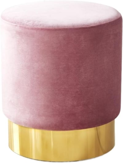 Kleine Kruk - Ronde Poef - Zitje Wisselen - Luxe Fluweel - 35x35x43 cm - Roze