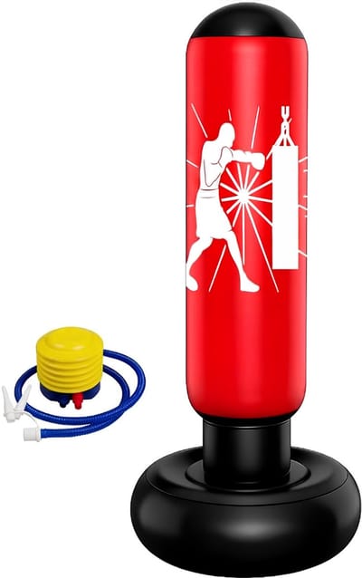 KAD® Bokspaal - 160 cm - Boxzak - Staande Bokszak - Rood/Zwart - 20cm x 20cm x 20cm