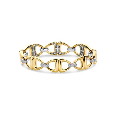 TI SENTO Dames Armband - 925 zilver - Zirkonia met geel verguld - Maat S - 23087ZY