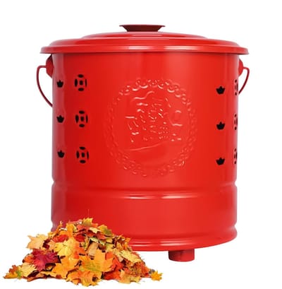 Brandvat Roestvrijstaal - Ritueel Vat - Buiten Verbranden - Hittebestendig Ontwerp - 28 x 28 x 28 cm - Rood