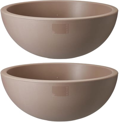 Pro Garden Plantenpot/bloempot ronde schaal - 2x - kunststof - beige - D40 x H16 cm - Voor buiten