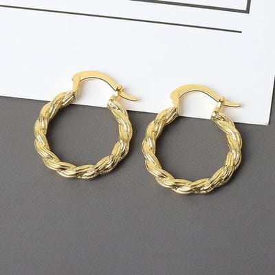 925 Sterling Zilver Gedraaide Touw Oorbellen voor Vrouwen Franse Gouden Kleur Oorbellen Sieraden Nieuw beige