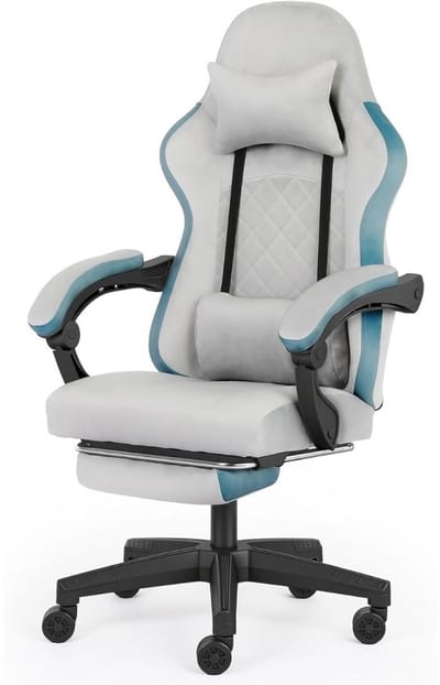 MKSS® Ergonomische Bureaustoel - Bureaustoelen voor Volwassenen en Kinderen - Gaming Stoel - Chair Kantelbaar - Wit en Blauw
