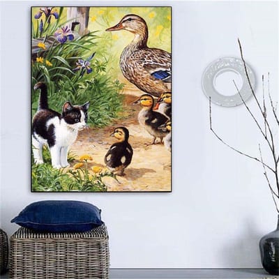 Point de Croix 5D DIY Rond Complet Broderie Diamant Affichage Complet Peinture Diamant Animale 20X30CM