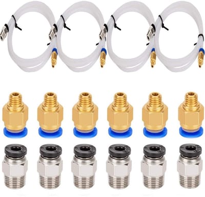 Dailygoods - Teflon Slang 4 Stuks - Blauw - 3D Printer Accessoires - Inclusief Pneumatische Connectoren - Voor 1,75 mm Filament