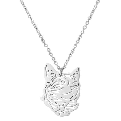 Fako Bijoux® - Ketting Met Hanger - Stainless Steel - RVS - Staal - Poezenkop - Zilverkleurig