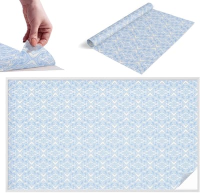 Tulup Raamfolie Anti inkijk - Bloemenornament Melkglas Folie - 200x116 cm - Blauw Anti inkijk Raamfolie Glas in Lood - Zonwerende Raamfolie - Voor de slaapkamer, woonkamer en hal. - Privacy Folie Raam Glas in Lood