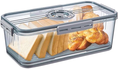 Dailygoods - Broodtrommel, knäckebroodbox, timing, broodtrommel, plastic opbergbakken met deksels, broodopslag, opbergmand, brooddozen, tijdregistratie, stapelbare koelkastorganizer, opbergdoos