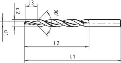 Wurth - Meerfasenboor HSS DIN 8378 medium 90° - Meerfasenboor, DIN 8378 RN medium, 90° x 1 st