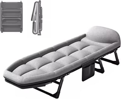 Opklapbed Volwassenen - Gastenbed Campingbed - Extra Slaapplek - 6 standen verstelbaar - 200x70x40 cm - Moccamgrijs