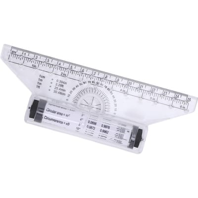 Règle Roulante Ligne Parallèle Arc Courbe Dessin Mesure Règle à Rouleau avec Rapporteur Intégré 15cm/5.9in white