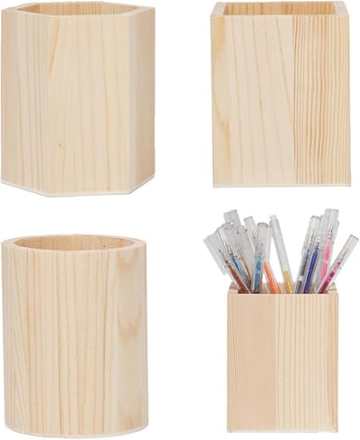 Omgoods - 3 delige Houten Pennenhouderset - Perfect voor Bureau, Kantoor en School