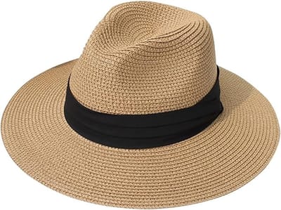 VHV-Dames Zonnehoed Khaki - Opvouwbare Fedora Strohoed met Brede Rand - UPF50+ UV Beschermende Strandhoed - Stijlvolle Zomerhoed voor Vakantie Reizen en Wandelen
