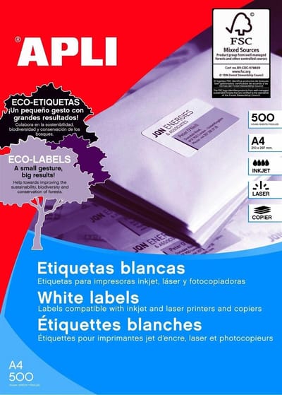 500 Vellen Permanente Witte Etiketten 70x37 mm voor Adresetikettering en Organisatie