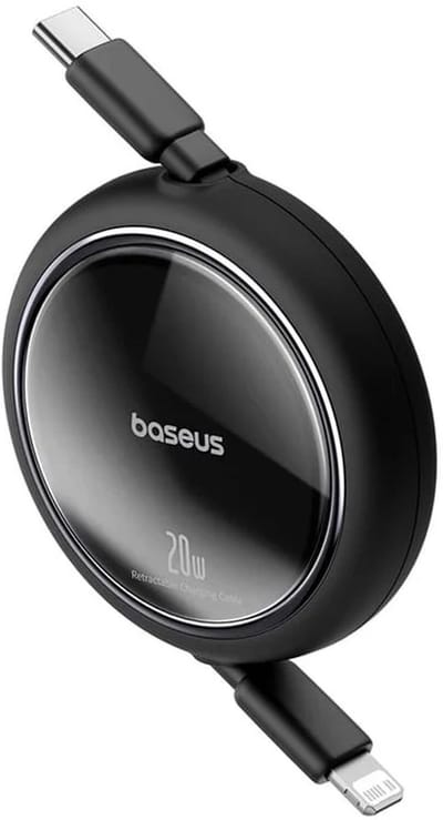Baseus Free2Pull Oprolbare USB-C naar Lightning Kabel 20W PD 1M Zwart