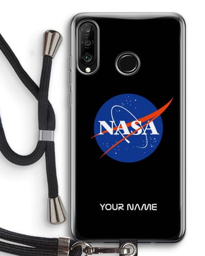 Gepersonaliseerd - Case Company® - Hoesje met koord geschikt voor Huawei P30 Lite hoesje met Koord - NASA - Telefoonhoesje met Zwart Koord - Bescherming aan alle Kanten en Over de Schermrand
