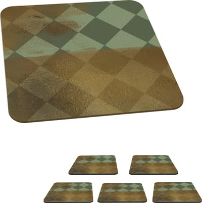 Onderzetters voor glazen - Wit - Groen - Vierkant - 10x10 cm - Glasonderzetters - 6 stuks