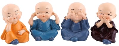 Dailygoods- Boeddhabeeld Kleine Boeddhistische Monnik - Hars Beeldje - Decoratie Kantoor/Huis - Geluk en Welvaart - Traditionele Chinese Figuren - Perfect voor Dashboard - Decoratiebeeldje