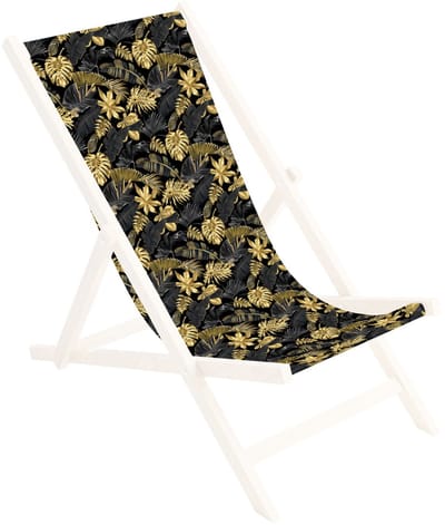 FEROCITY - Vervangbare stoffen hoes voor ligstoel - voor een houten opklapbare ligstoel - Zonder houten stokken - 110 x 45 cm - Polyester - Palmen Gold