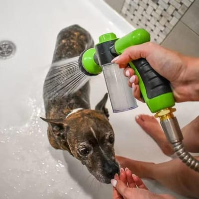 Verstelbaar Hogedruk Spuitmondstuk Slang Hond Douchepistool Huisdier Wassen Reiniging Bad Water Schuim Zeepsproeier Hond Schoonmaakgereedschap Decor groen