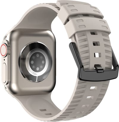 Siliconen bandje - geschikt voor Apple Watch series 1/2/3/4/5/6/7/8/9/10/11/ SE (1,2,3) / Ultra (1,2,3) met maat 44 mm / 45 mm / 46 mm / 49 mm - beige