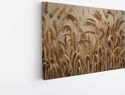 Saammp Canvas Schilderij - Graan - Bloemen - Natuur - 45x30 - Foto op canvas - Wanddecoratie - Muurdecoratie Woonkamer - Kantoor Decoratie