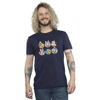 Disney Heren Mickey Mouse And Friends Gezichten T-Shirt (Marineblauw)