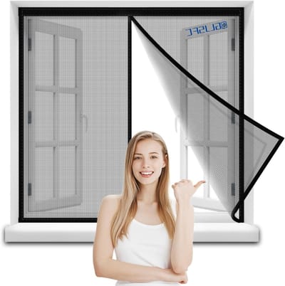 Magnetische Horraam - Horrengaas Deur Raam - Insecten Buiten Houden - Volledig Klittenband Frame - 130x155cm - Zwart