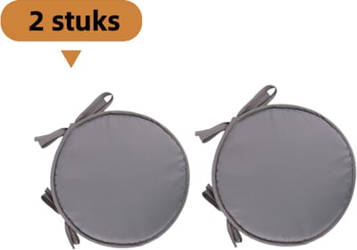 2-delig rond sponskussen - verdikt voor thuisgebruik - stoelkussen met bandjes - eenvoudige stof - geschikt voor eetkamerstoelkussens, ronde krukkussens, zitkussens, zitkussens - diameter 30 cm - lichtgrijs