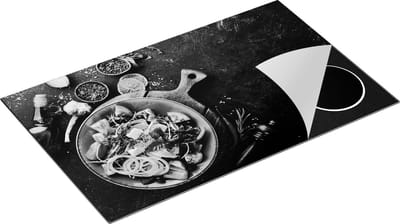 Chefcare Inductie Beschermer Salade met Groentes - Zwart Wit - 85x52 cm - Afdekplaat Inductie - Kookplaat Beschermer - Inductie Mat