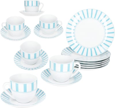 MamboCat 18-delig koffieservies SPLIT TURQUOISE porselein 6 personen