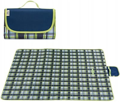 Strand Picknickmat - 145x200 cm - Waterdicht - Donkerblauw Lichtgroen Geruit - Picknickkleed