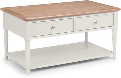 Koffietafel met 2 Lades - Grijs en Slick Eiken - 100x60 cm