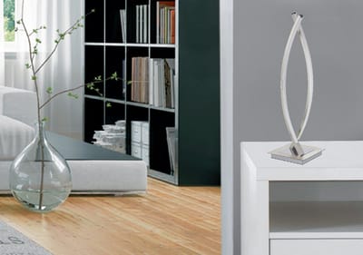 TRANGO 2019-02XL Modern Traploos dimbare LED bureaulamp *TWINLIGHT* in nikkel mat, dubbele LED lichtstrip, tafellamp, bedlamp incl. elk 2x 6 watt LED module 3000K warm wit