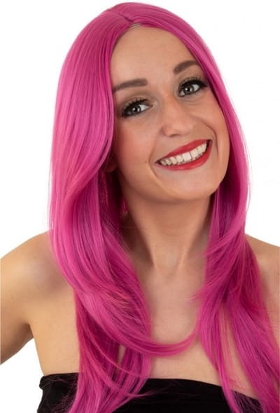 Pruik Anne lang haar in roze / magenta