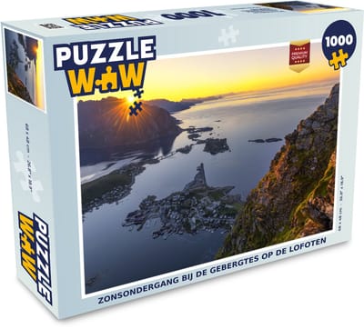 Puzzel Zonsondergang bij de gebergtes op de Lofoten - Legpuzzel - Puzzel 1000 stukjes volwassenen