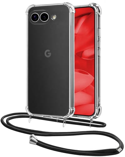 Hoesje - Geschikt voor Google Pixel 9a - Met Koord - Shock Proof - Siliconen Case - Back Cover - Telefoonkoord - Telefoon Hoes Shockproof - Telefoonketting - Transparant