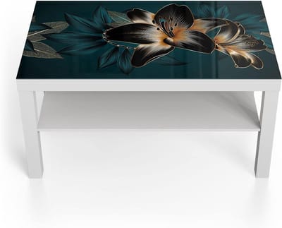 Glazen bijzettafel - Moderne tafel - Woonkamer decoratie - 3D diepte effect - 90 x 50 cm - Lelieprint