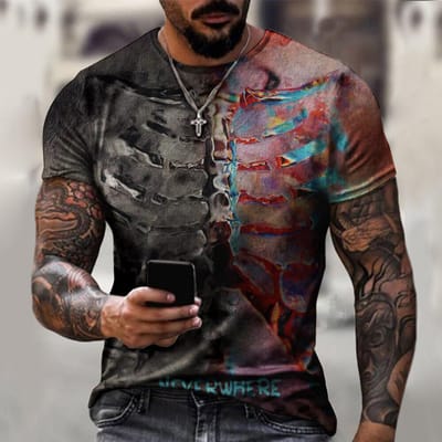 Horror Skelet T-shirts 3D Print Streetwear Heren Dames Mode Oversized Korte Mouw T-shirt Kleding 6XL black