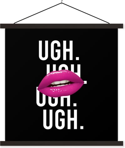 Posterhanger incl. Poster 60x60 cm - Schoolplaat - Kinderen - Quotes - Roze - Textielposter - Zwarte latten