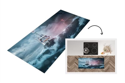 Keukenloper - Loper keuken - Zee - Boot - Storm - Vuurtoren - 120x50 cm - Keukenloper vinyl