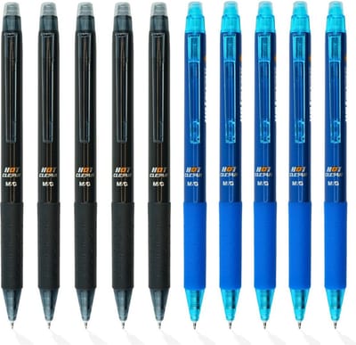 Ainy Hotclear uitwisbare pen set | 10 uitgumbare pennen voor etui , pennenzak of pennenbak | Zwart & blauw inkt | Trendy hippe design | Ideale kantoor of school accessoires balpennen | Uitgumbare gelpennen schrijfwarenset voor kinderen en volwassenen