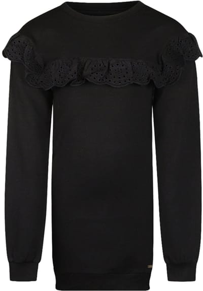 No Way Monday-Meisjes Jurk Ls.-Zwart