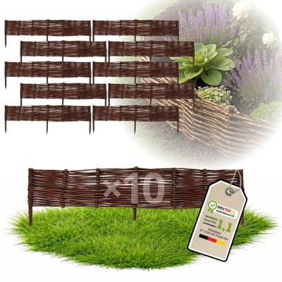 Floranica Set van 10 Bedrand van wilgenhout 10 cm x 100 cm Wilgenhek insteekhekwerk Tuinafscheiding van wilg Wilgenvlechtwerk Tuinhek Gazonrand Palissade van wilgentenen