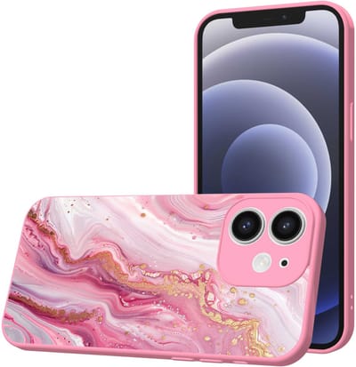 Smartphonica Telefoonhoesje Geschikt voor iPhone 12 met Roze Marmer opdruk - TPU Back Cover Case Rosé Marble Design - Roze geschikt voor iPhone 12