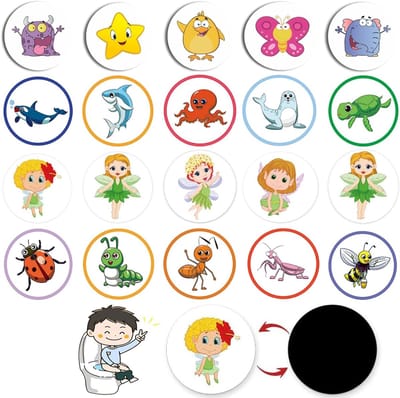 Zindelijkheidstraining Stickers - Potjestraining Stickers Kinderstickers - Kind Zindelijk Maken - Temperatuur Gevoelig Patroon - 20 stuks - Gekleurd